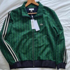 Lacoste Men's Paris Dark Green Monogram Zip-up Track Jacket - Size X-Large - NWT